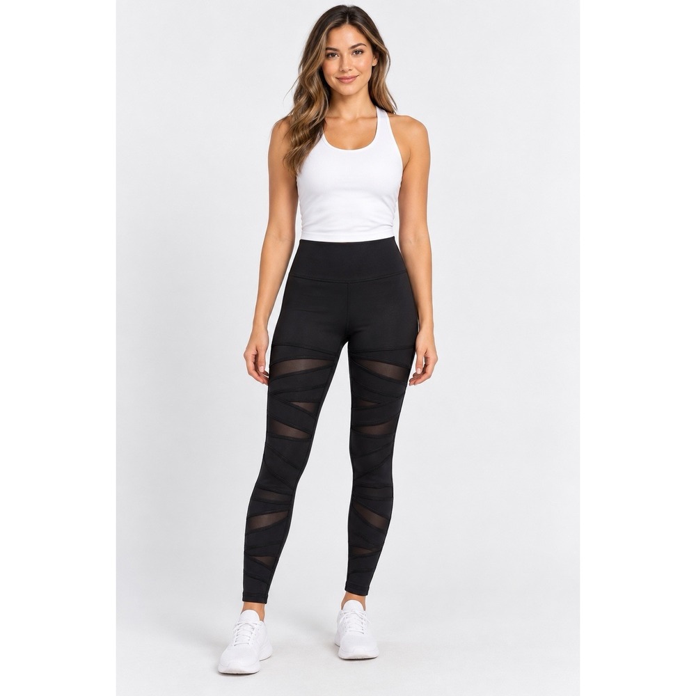 Lululemon Sheer Will High Rise Tight 30 In Pulse Black Mesh Leggings Size 6